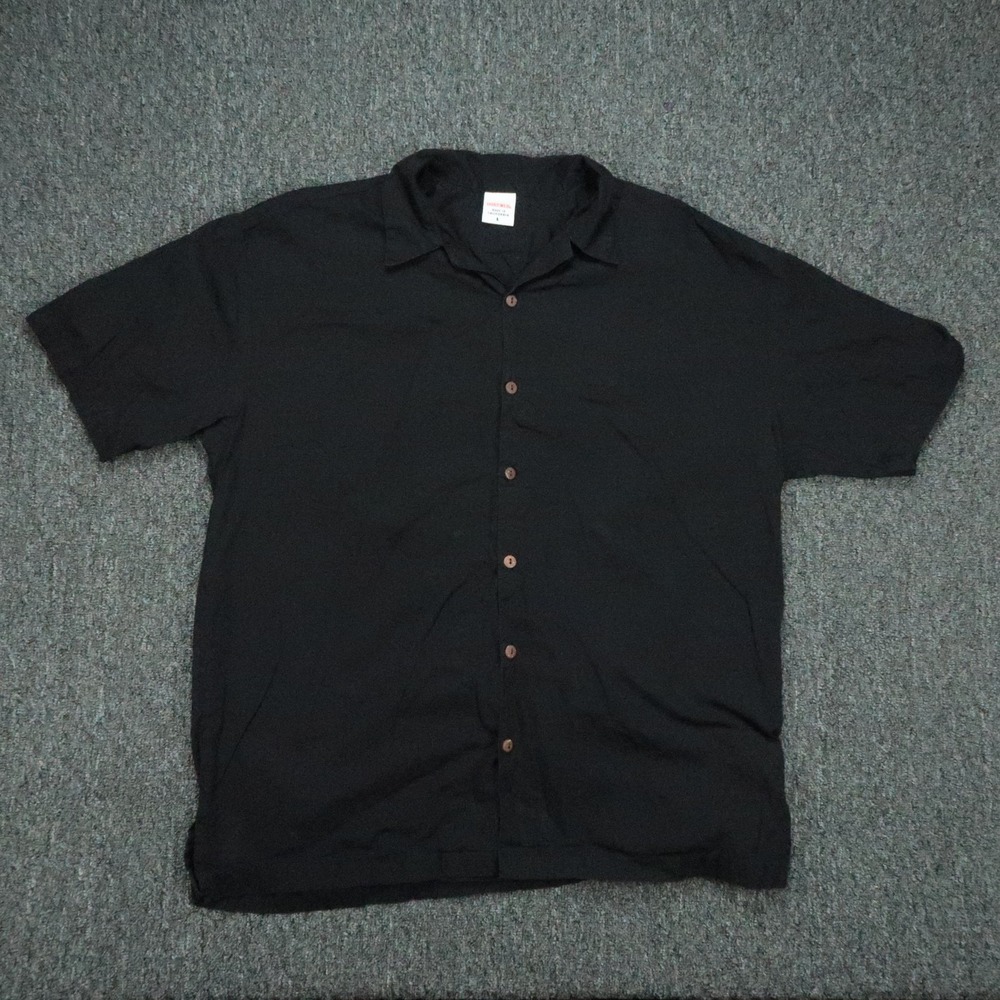 Birdwell Beach Britches Shirt Men Large Black Short Sleeve Camp Button Up